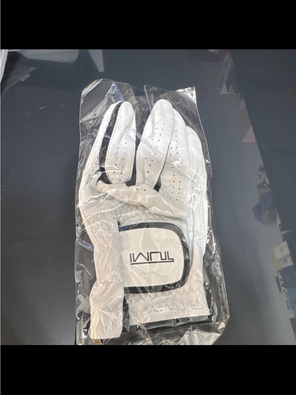 Tumi White Golf Glove With Black Trim